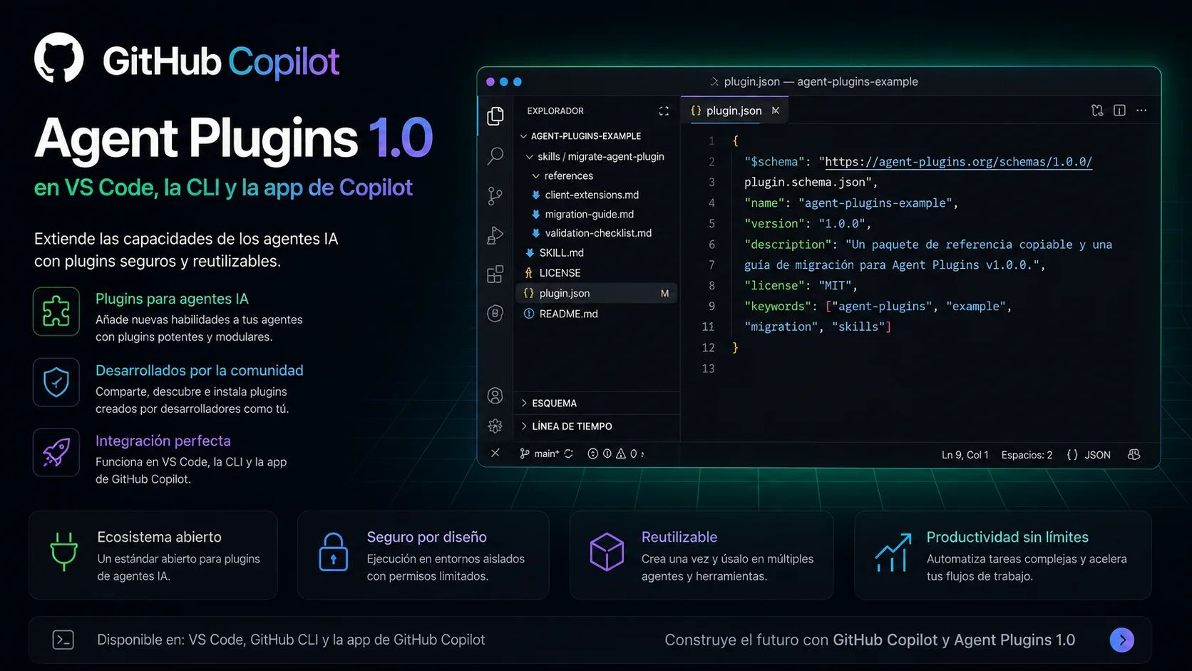 GitHub Copilot Agent Plugins 1.0 — extensibilidad real para el modo agente, con la pregunta de siempre: ¿quién audita el código de un plugin de terceros?