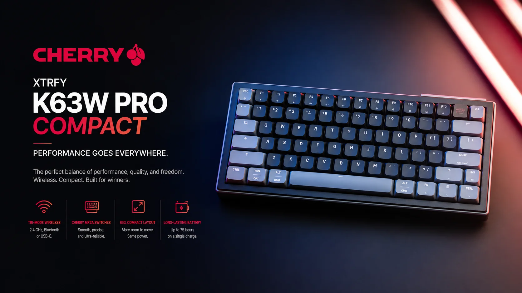 Cherry XTRFY K63W Pro Compact: el primer teclado inalámbrico Ultra-Wideband a 8.000Hz, y el primero que hace que esa cifra importe de verdad
