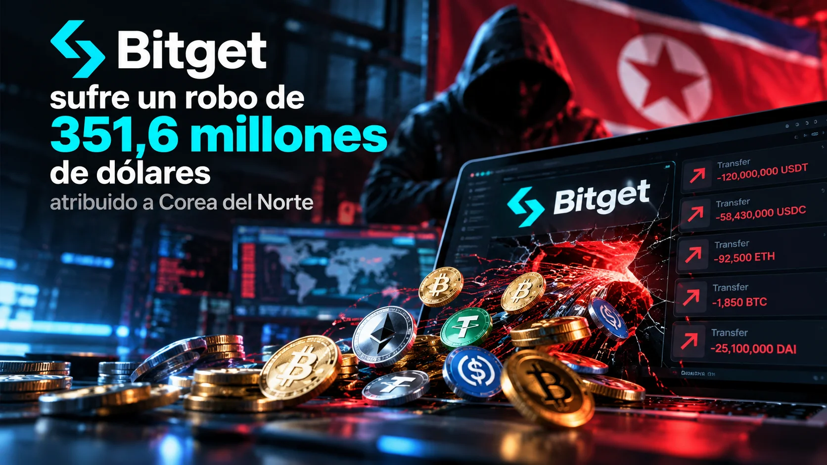 Bitget sufre un robo de 351,6 millones de dólares atribuido a Corea del Norte