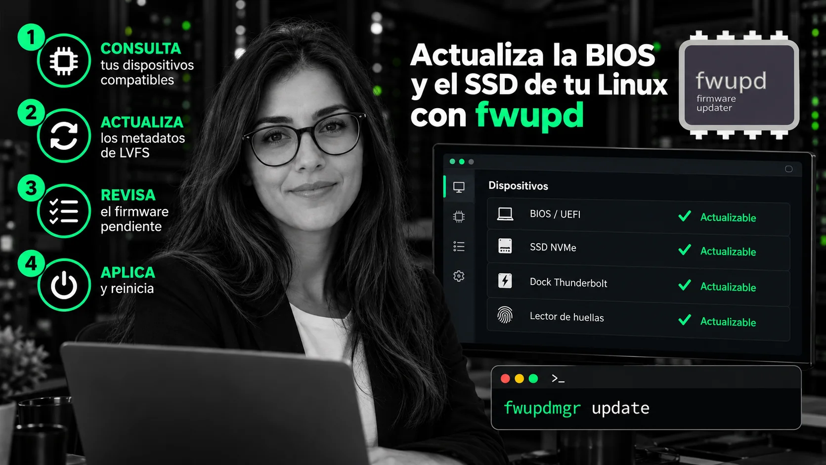 Cómo actualizar la BIOS, el SSD y otros componentes de tu Linux con fwupd y LVFS