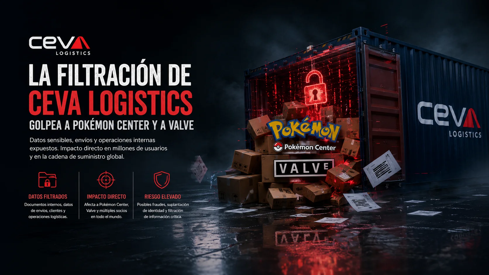 La filtración de CEVA Logistics golpea a Pokémon Center y a Valve a la vez — el mismo proveedor de envíos, dos marcas distintas, miles de direcciones reales expuestas