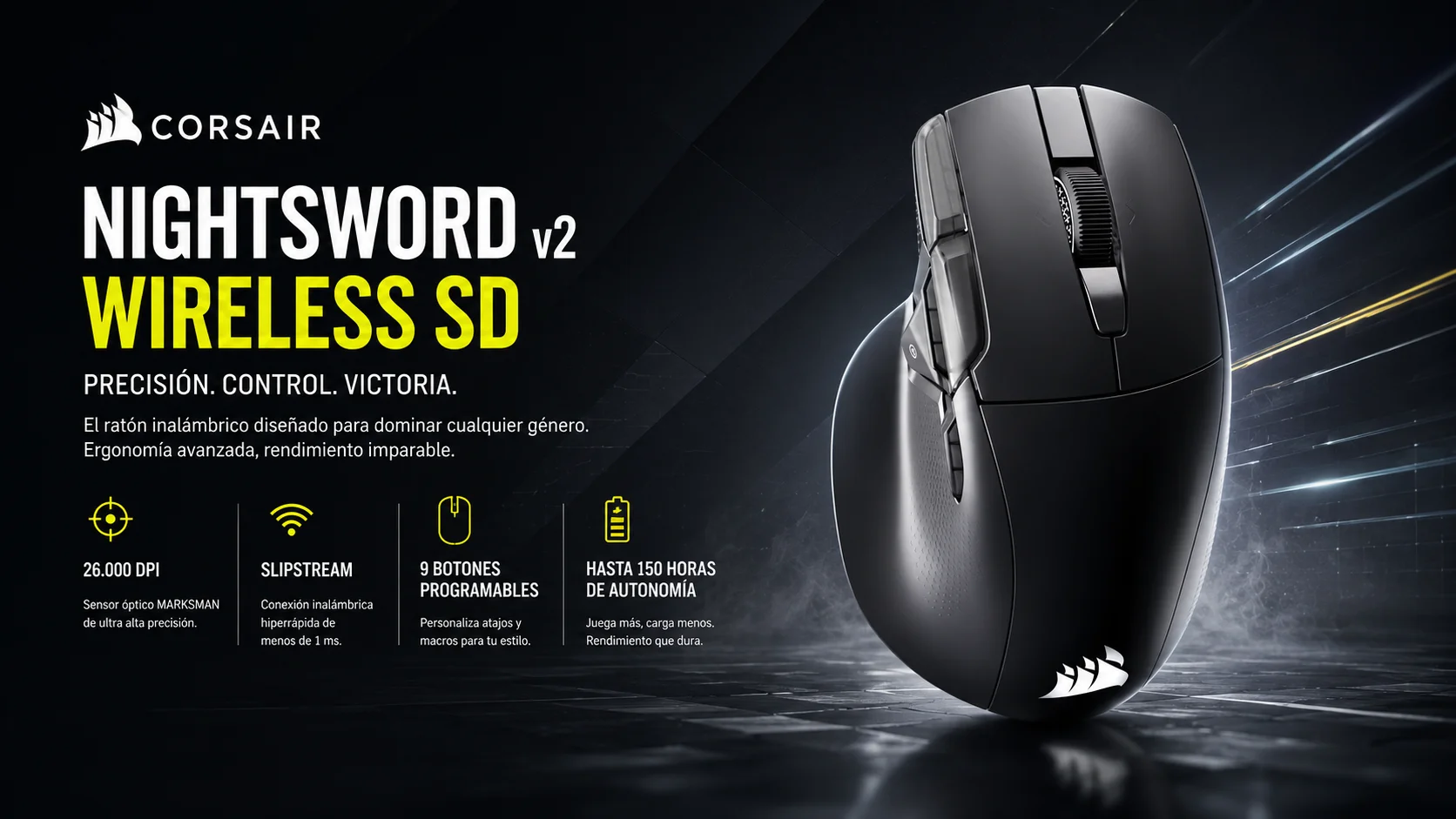 Corsair NIGHTSWORD v2 WIRELESS SD — el primer ratón con botón dedicado de Stream Deck, y la pregunta obligada: ¿lo necesitas de verdad?