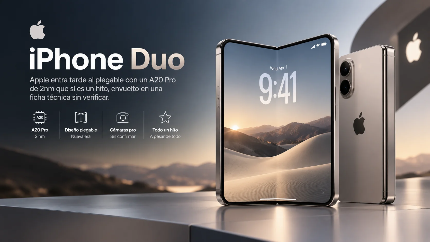 iPhone Duo: Apple entra tarde al plegable con un A20 Pro de 2nm que sí es un hito, envuelto en una ficha técnica sin verificar