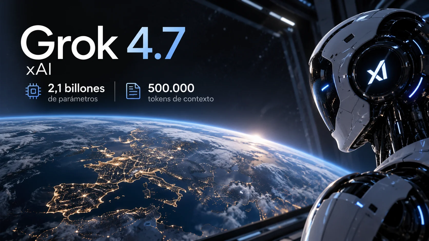 Grok 4.7 (xAI): 2,1 billones de parámetros y 500.000 tokens de contexto, con el mismo precio de entrada que la versión anterior