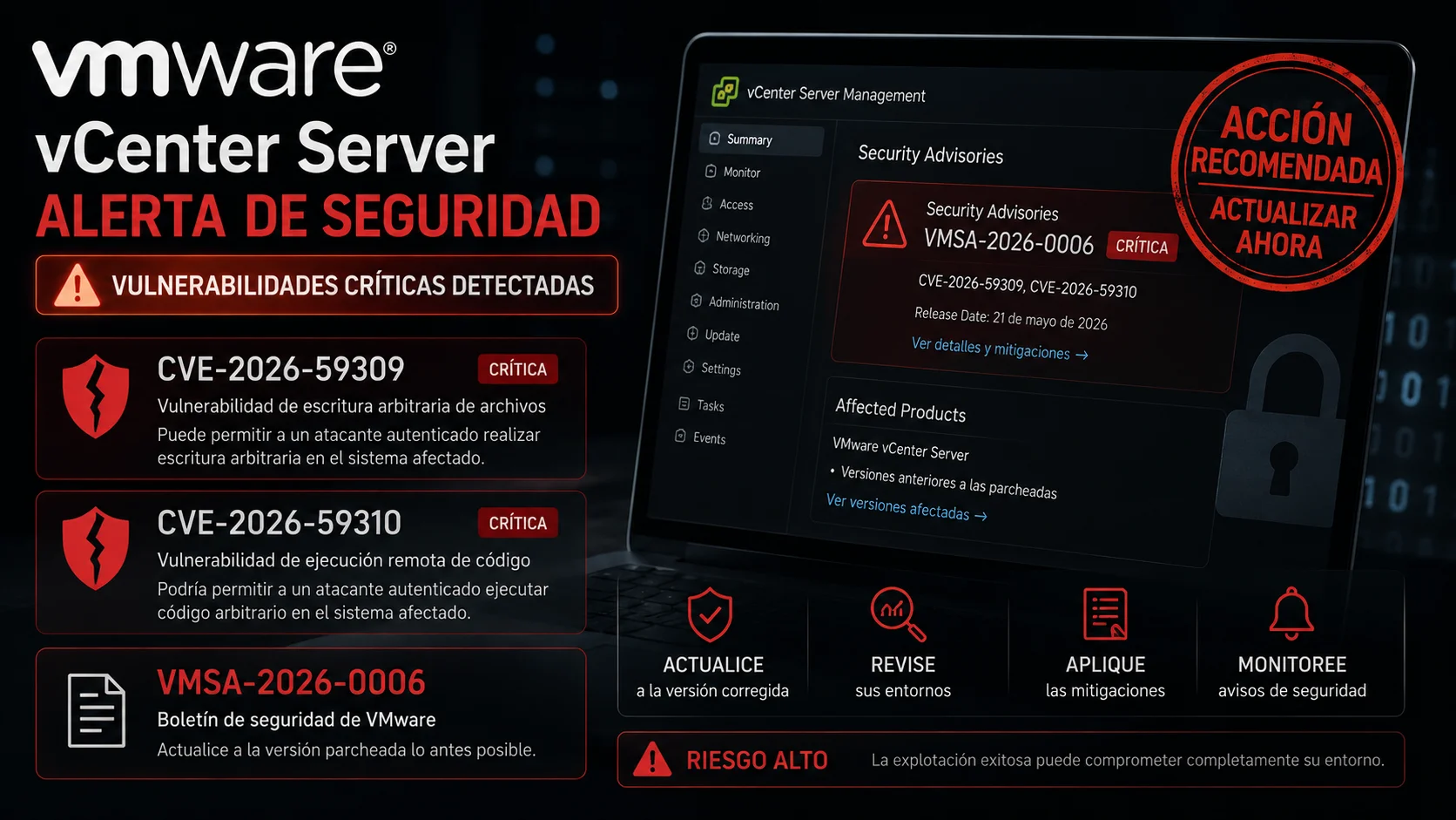 VMware vCenter — CVE-2026-59309 y CVE-2026-59310 (VMSA-2026-0006)